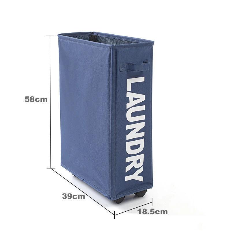 Wheeled Dirty Clothes Basket Foldable Dirty Clothes Basket Clothes Organizer Yoga Storage Basket Home Assortment Box тёмно-синий