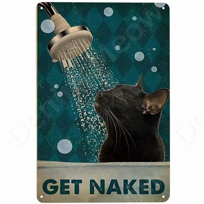 Katter och Vin Gör Mig Lycklig Retro Plåttavla Tuxedo-katt Metallskylt Golfande Katt Plakett Affisch Hem Café Bar Badrum Väggdekor