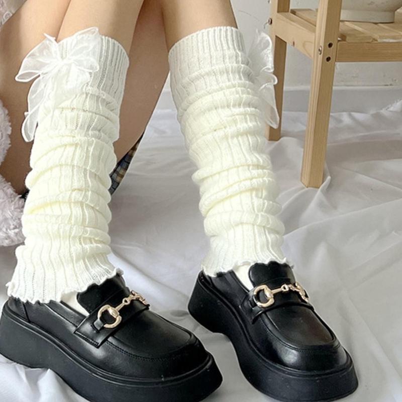 Womens Knee High Leg Warmer Socks Knitting Ankle High Bandage Leg Sleeve Boot Long Tube Knitted Leg Sleeve Calf Covers