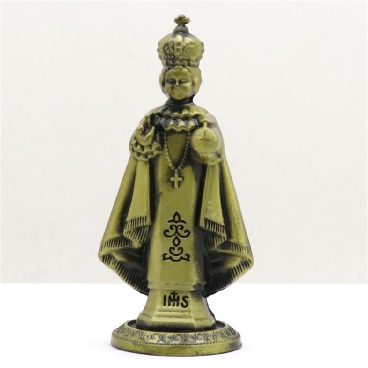 Vintage Designs Standing Maria Figurine Antique Metal Religous Figure Sculpture Miniature Ornament Spiritual Decoration