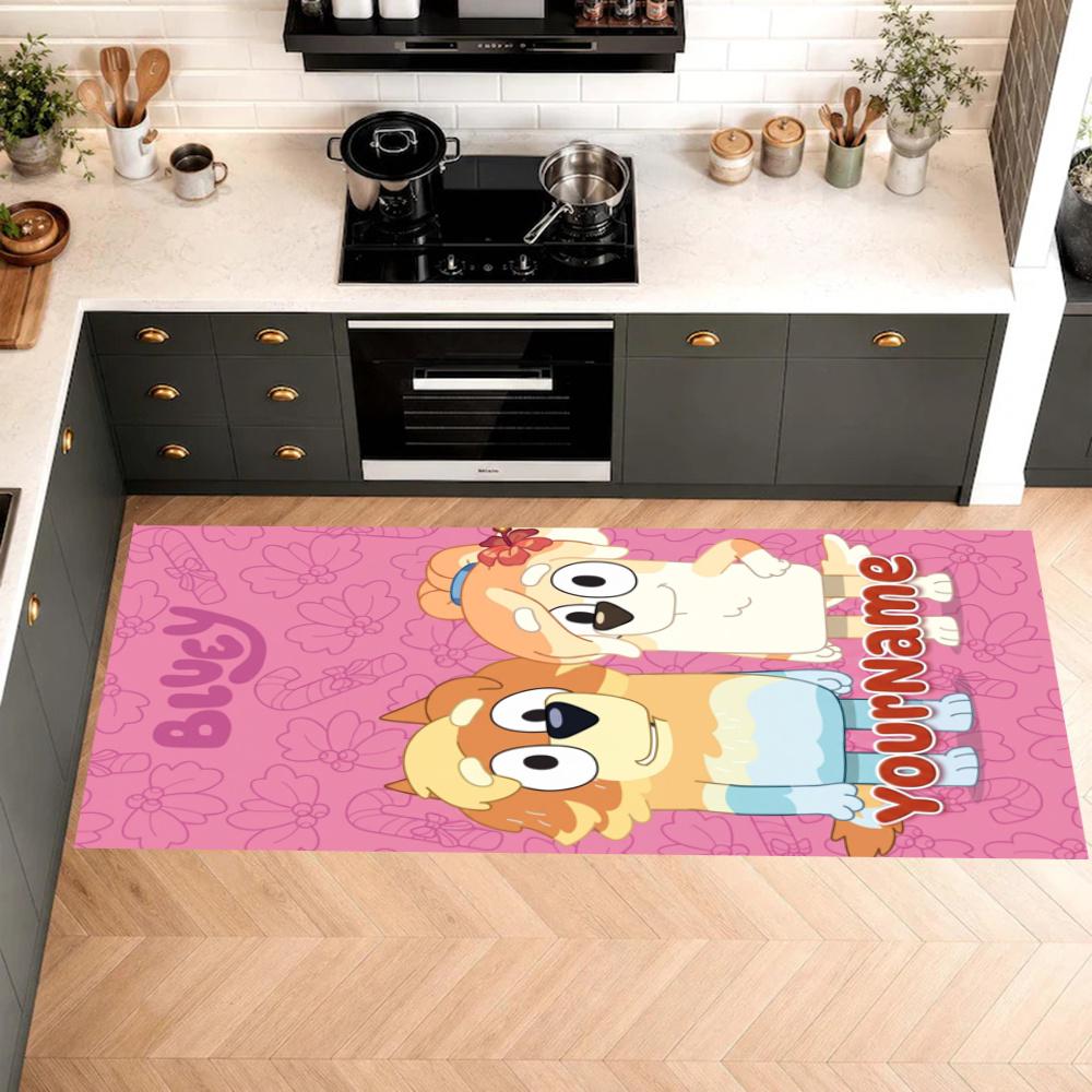 Bluey Customize Your Name Kitchen Rug Runner Rug Laundry Mat Hallway Entryway The Best Gift Choice