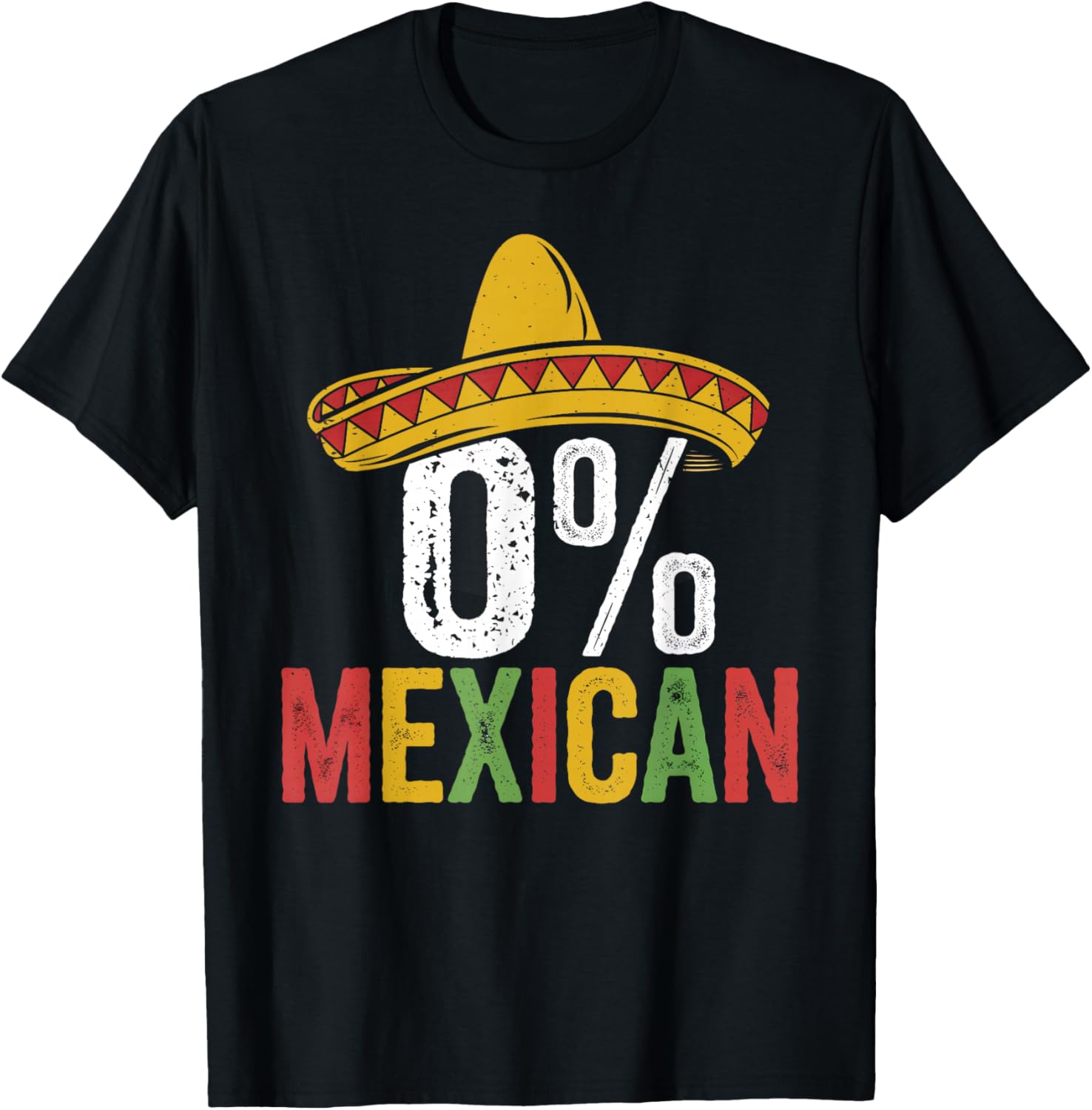 0 Percent Mexican Funny Sombrero Cinco De Mayo Graphic Print Cotton T-Shirt Men Casual 4XL