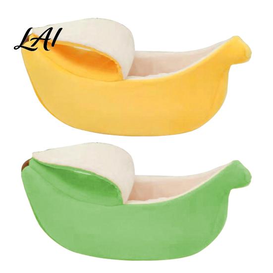 Soft Pet Bed for Autumn Winter Banana Cat Bed Plush Cave with Lid Fleece Lined Cozy Cover Hideaway Warm Semi Enclosed Cats Small Dogs Cute Shape