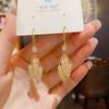 Fashionable, Light Luxury, High-end Zircon Wheat Ear Long Ear Hooks for Women, Exquisite and Versatile Earrings