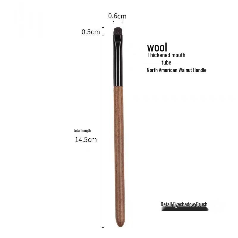 Three-Piece Portable Eyeshadow Brush Set: Base, Under-Eye, and Detail Brushes with Walnut Handles