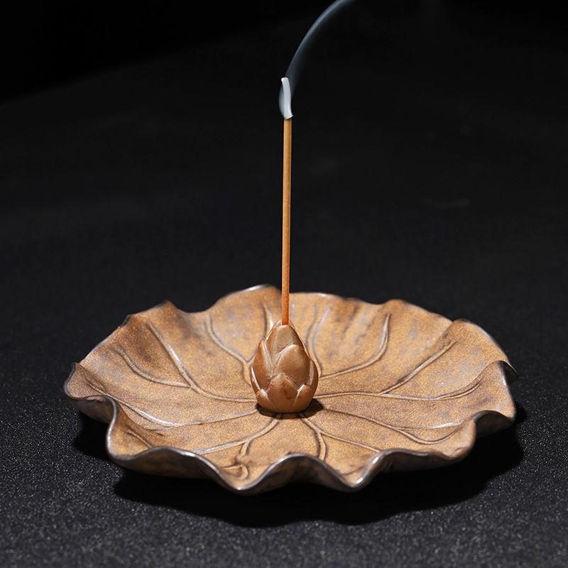Ceramic Household Antique Lotus Aroma Incense Burner Plate Incense Holder Aromatherapy Furance Buddha Chan