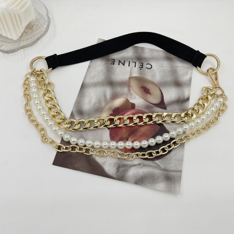 

И Модная Черно-Серебристая Многорядная Цепочка на Талию Для Женщин с Шикарной Деталью Жемчуг чёрный