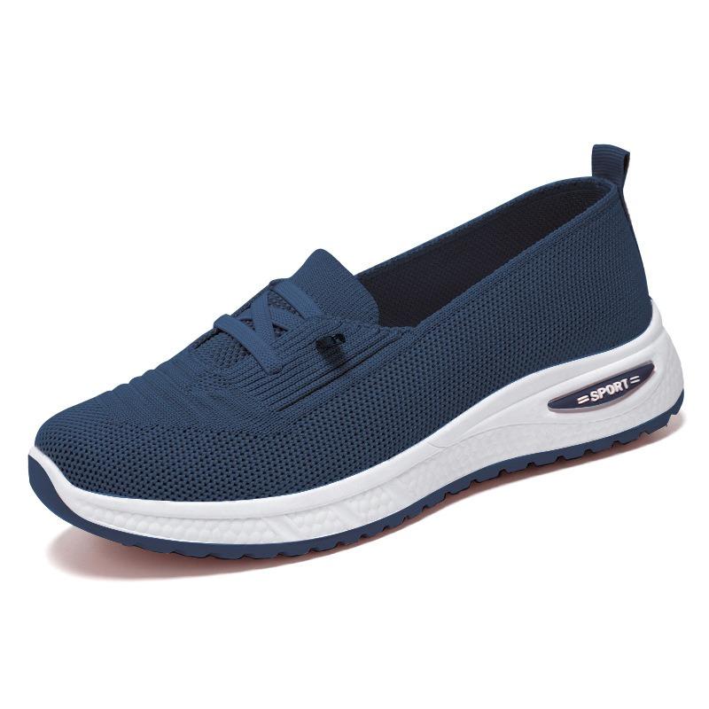 New Casual Women's Shoes Flying Woven Breathable Mom Shoes Shallow Single Shoes