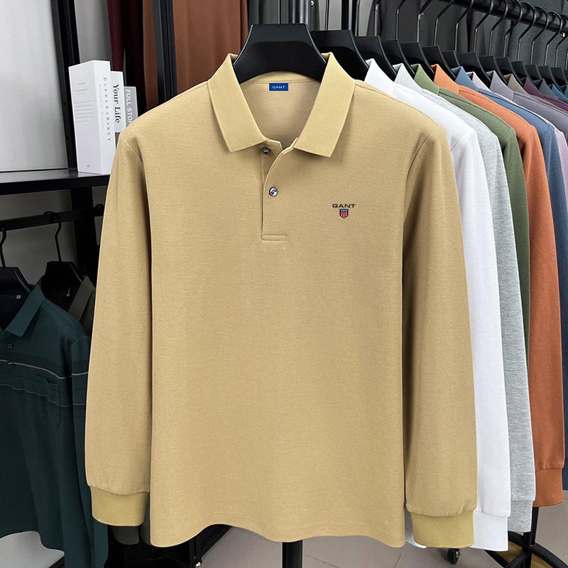 

GANT Autumn Men s New Embroidered Cotton Loose Moisture Wicking and Quick Drying Casual Long Sleeves Polo Shirt XXL