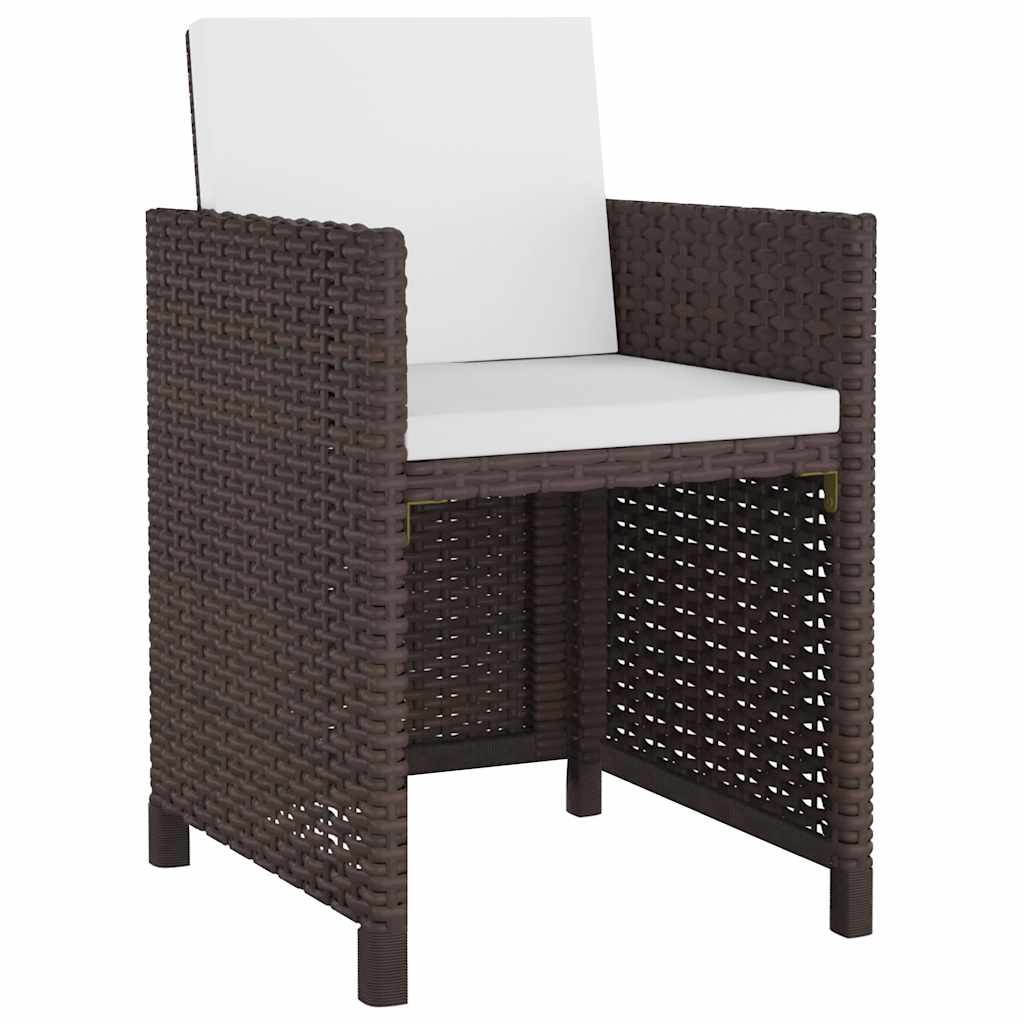 11 piece garden dining set with cushions poly rattan brown