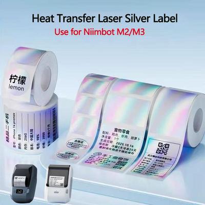 Niimbot M2/M3 Laser Silver Label Thermal Transfer Printing Paper Round Square Laser Sticker for Niimbot M2 Printer Self-adhesive