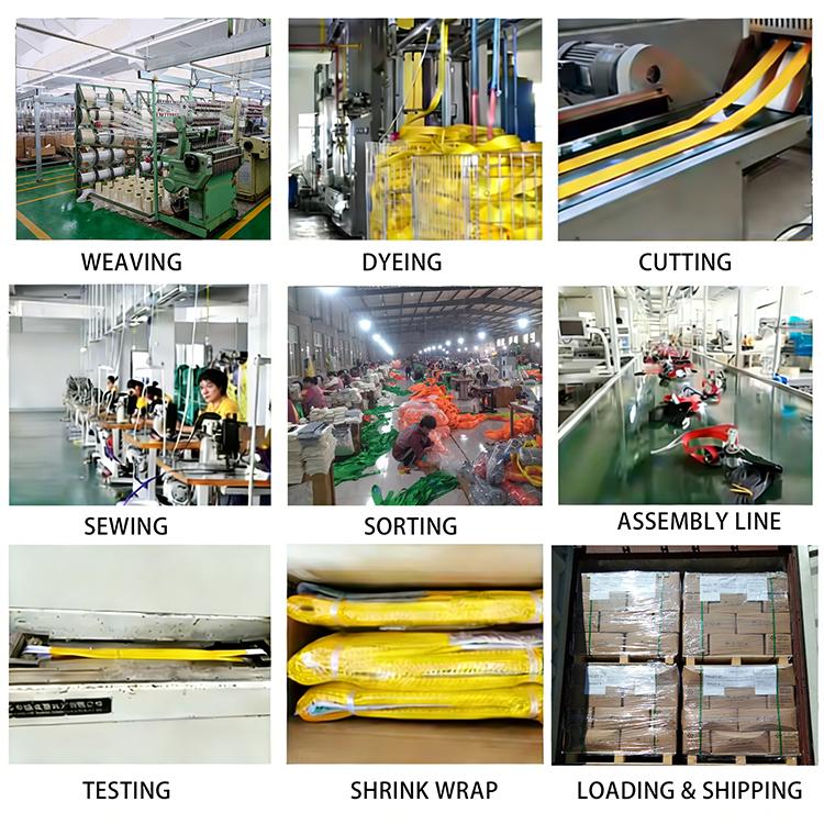 3 Ton Flat Webbing Lifting Sling CE Certified High-Strength Soft Yellow Polyester Eye-to-eye Webbing 2m