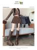 High-Waist Lace-Up Retro Pleated Mini Skirt - Women's Early Autumn Style