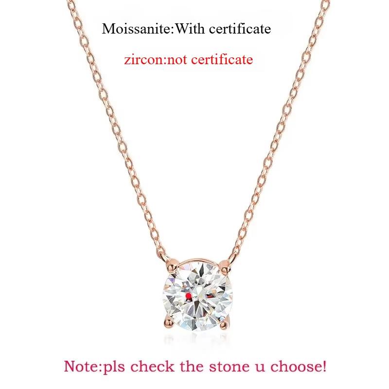 

Smyoue 1-5CT Rose Gold Color Moissanite Necklace for Women D Color Sparkling Classic Lab Diamon Pendant Silver 925 100% 1ct 6.5mm&Zircon Not Cert