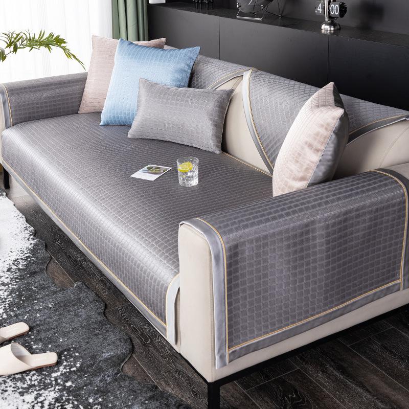 Ice Silk Sofa Cushion Summer Summer Breathable Non-Slip Seat Cushion for Summer Light Luxury Modern High-End Sofa Cover Cover Cloth