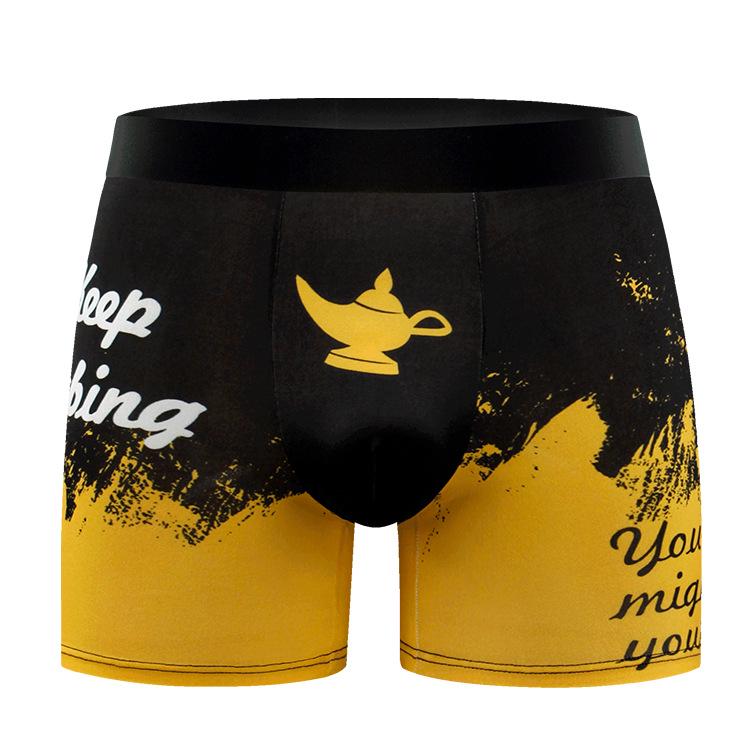 Men's European & American Size 3D Print Long Boxer Briefs