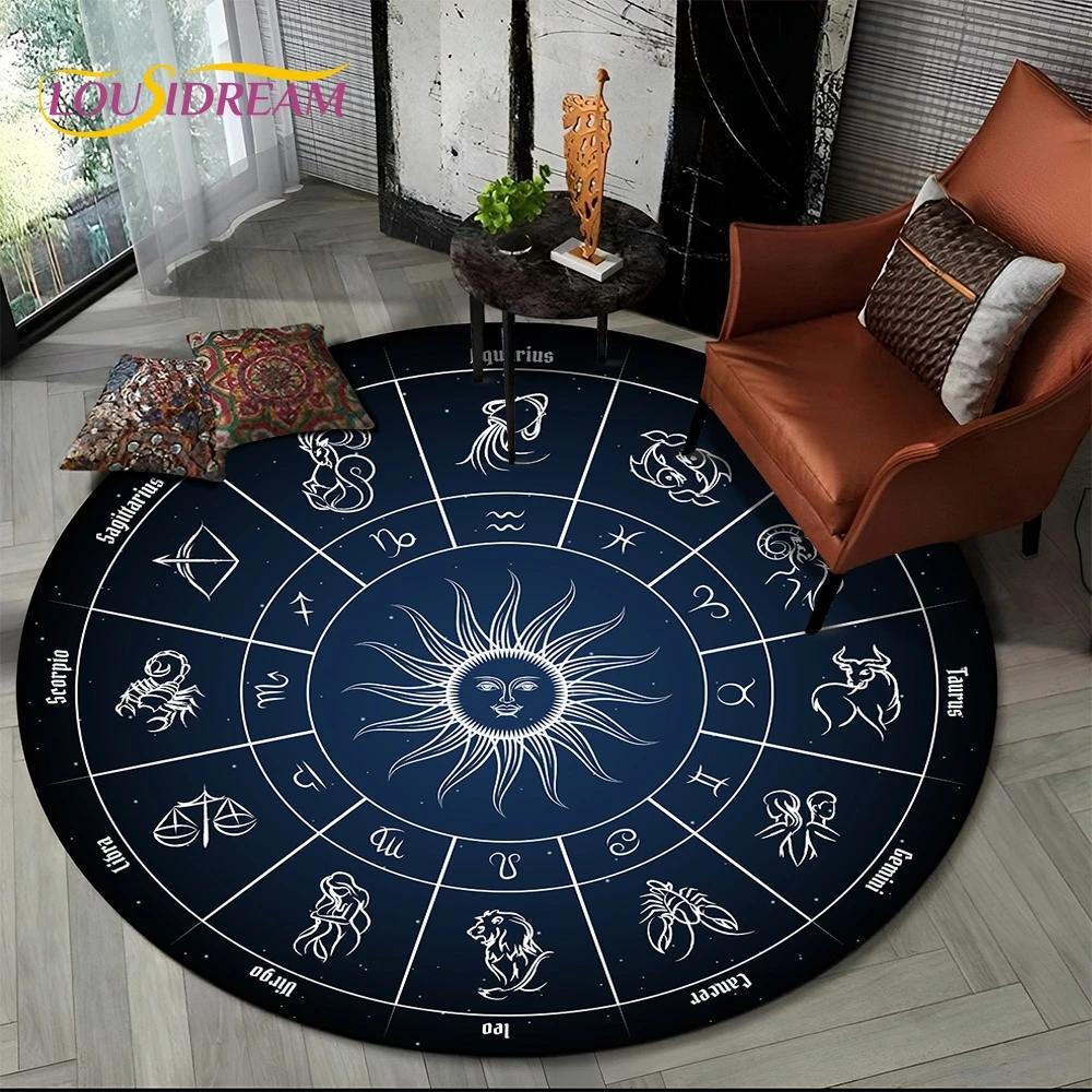 3D Mysteriou Sun Moon Tarot Mandala Magic Round Area Carpet Rug for Living Room Bedroom Kid Playroom Decor,Pet Area Rug Non-slip
