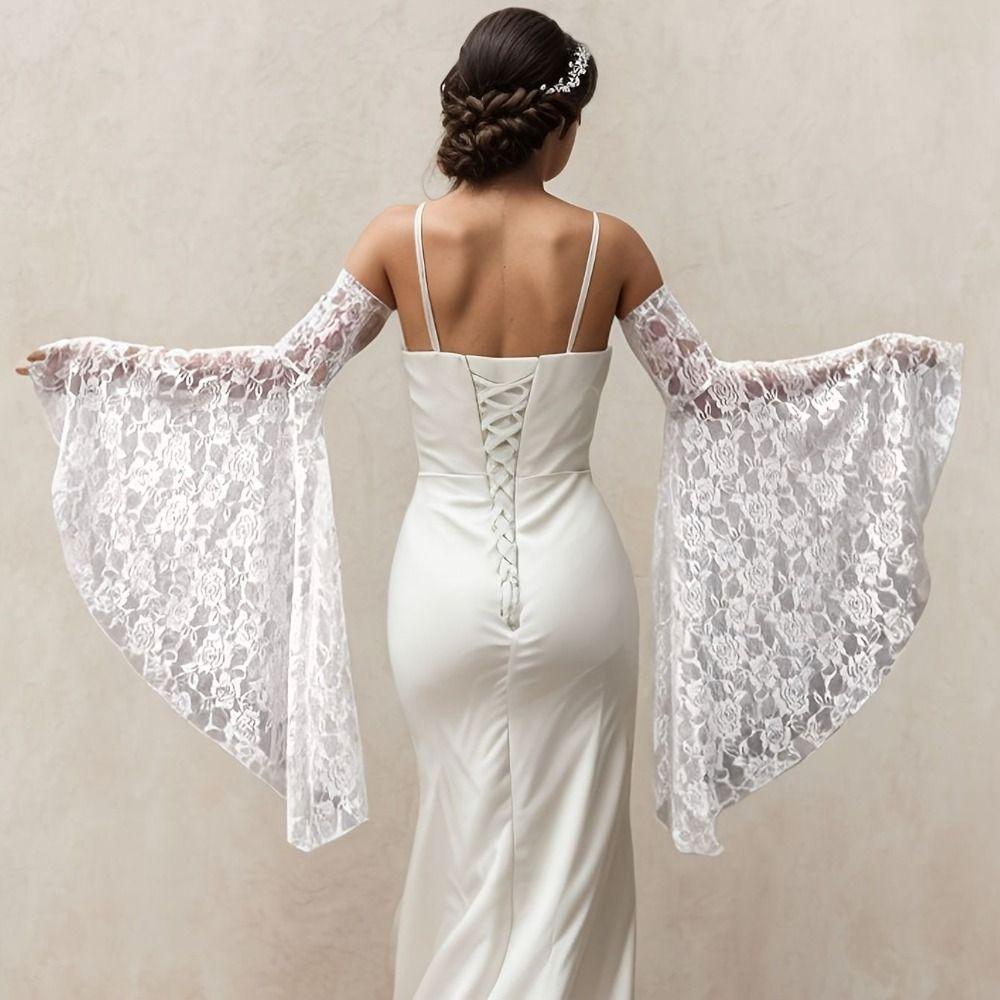 Breathable Thin Sheer Bridal Gloves Elegant Bride Detachable Sleeves  Wedding Party