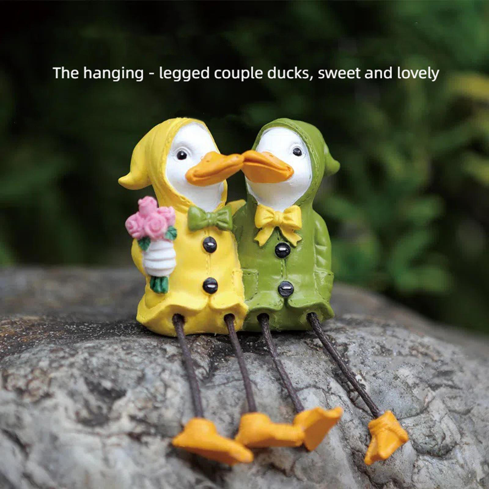 

Садовая статуэтка пары уток, фигурка влюбленных, коллекционный декор, романтическая полимерная скульптура, украшение для