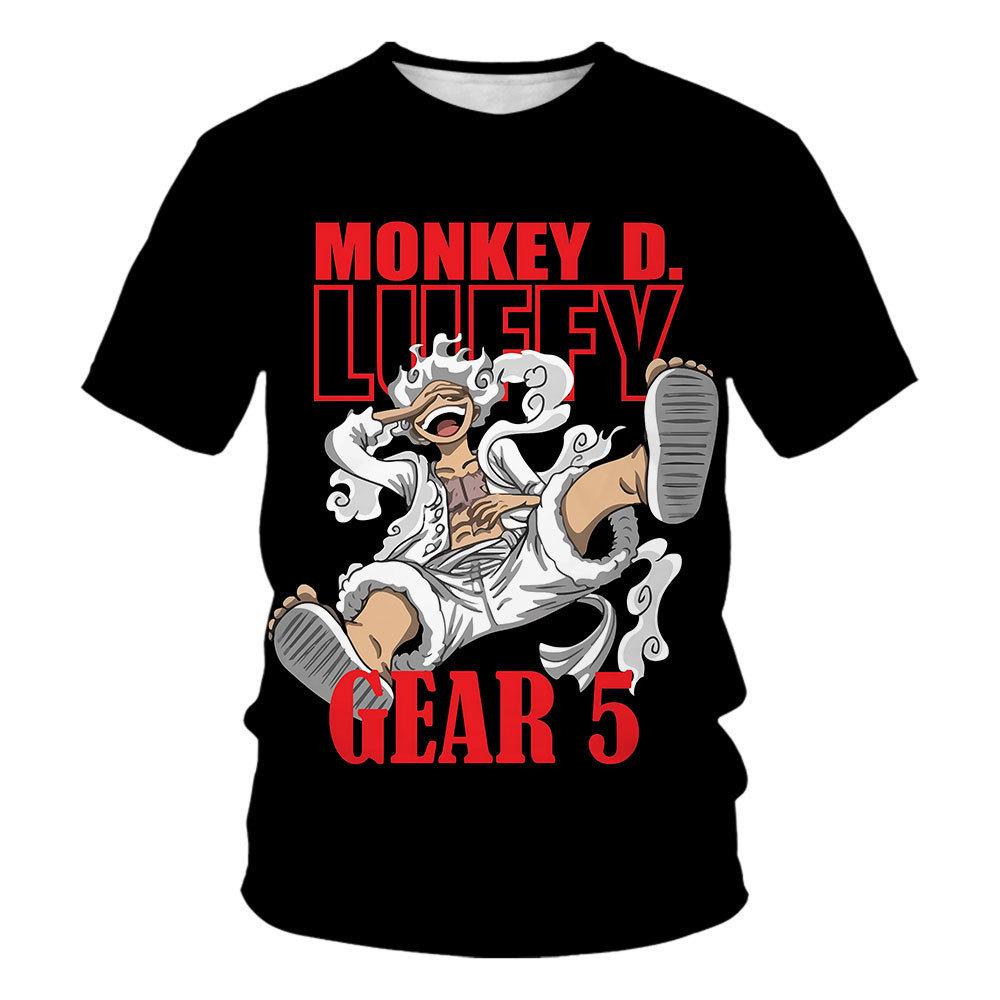 3D Printed Anime Luffy Short Sleeve T-shirt for Boys
