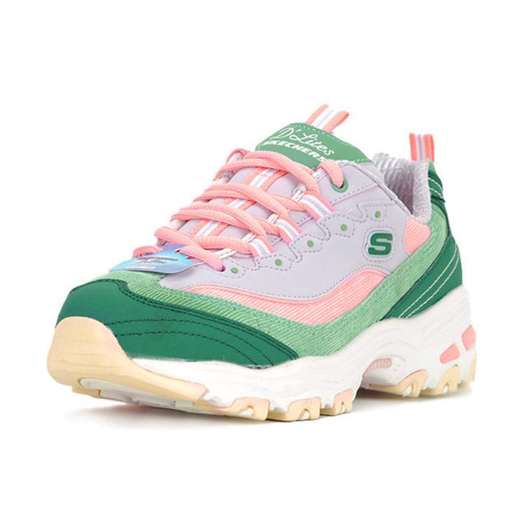 Skechers D'Lites 1.0 Chunky Shoes Green / Pink Women's (Unisex) Chunky Sneakers 149906 GRPK