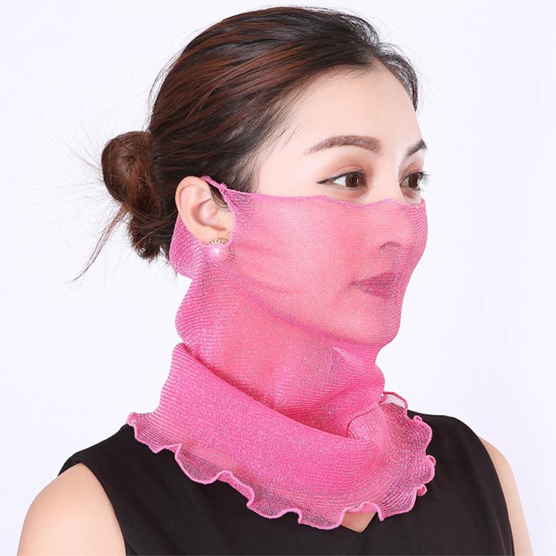 Women's Versatile Silk Neck Gaiter: Pullover, Sun Protection, Ear-Hanging, All-Match Scarf & Mask