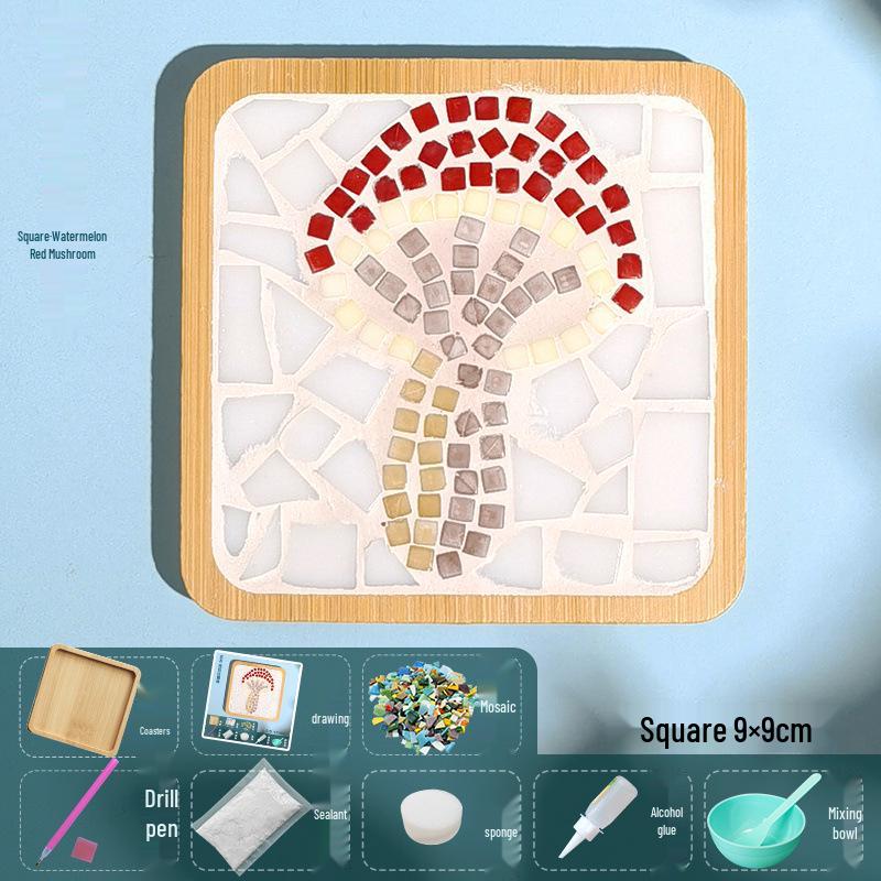 DIY Large Mosaic Coaster Kit: Creative Glass Sticker Pack for Adults & Kids