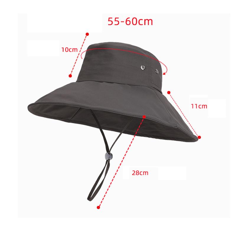 Spring Summer Outdoor Large Brim Sunscreen Hat Women Can Wear Ponytail Fisherman Hat Mountaineering Camping Sun Hat