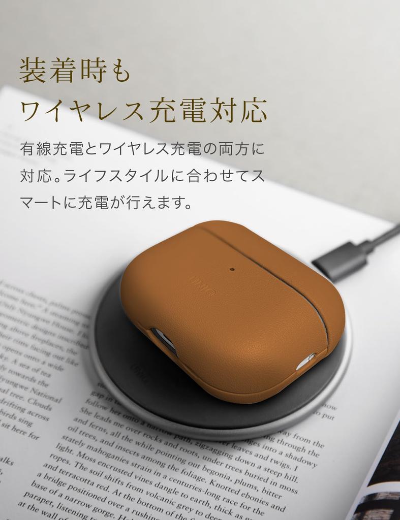 UNIQ LYDEN VEX PU Leather Case for AirPods Pro 3, Wireless Charging Compatible, Shock Absorption, and Protection (Camel Brown, AirPods Pro 3)