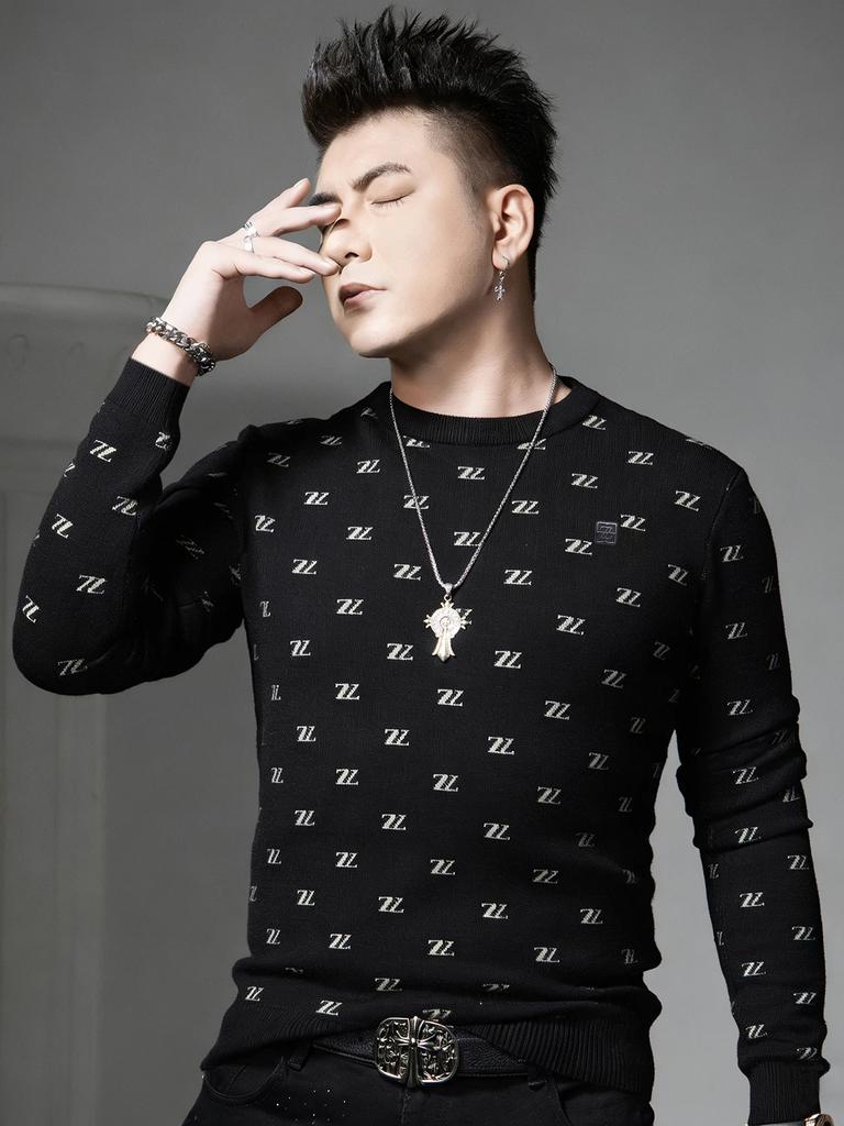 European Style Crew Neck Knit Sweater for Men, 2025 Autumn and Winter New Trendy Badge Sweater, Men's Long-Sleeve Base Shirt