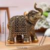 Lucky Fortune Elephant Ornament - Resin Feng Shui Animal Statue Art Craft for Home Living Room, Bookshelf, Office, and Desk Decor