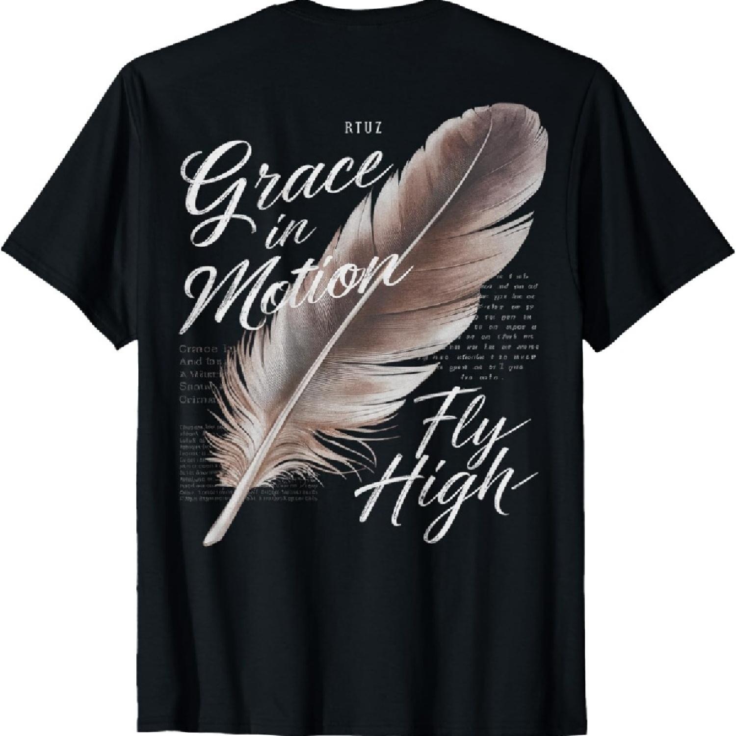 

Hip Hop Vintage Edgy Y2K Back Print Streetwear Feather T-Shirt XXXXXL чёрный