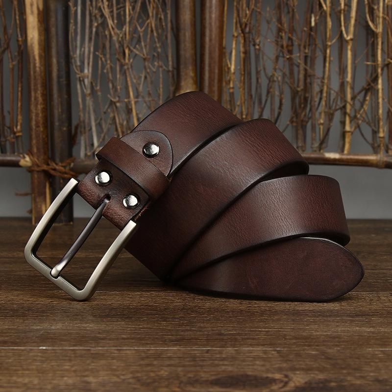 

3.8CM Genuine Leather for Men s High Quality Buckle Jeans Cowskin Casual Belts Business Cowboy Waistband Male Fashion Designer 125cm кавовий