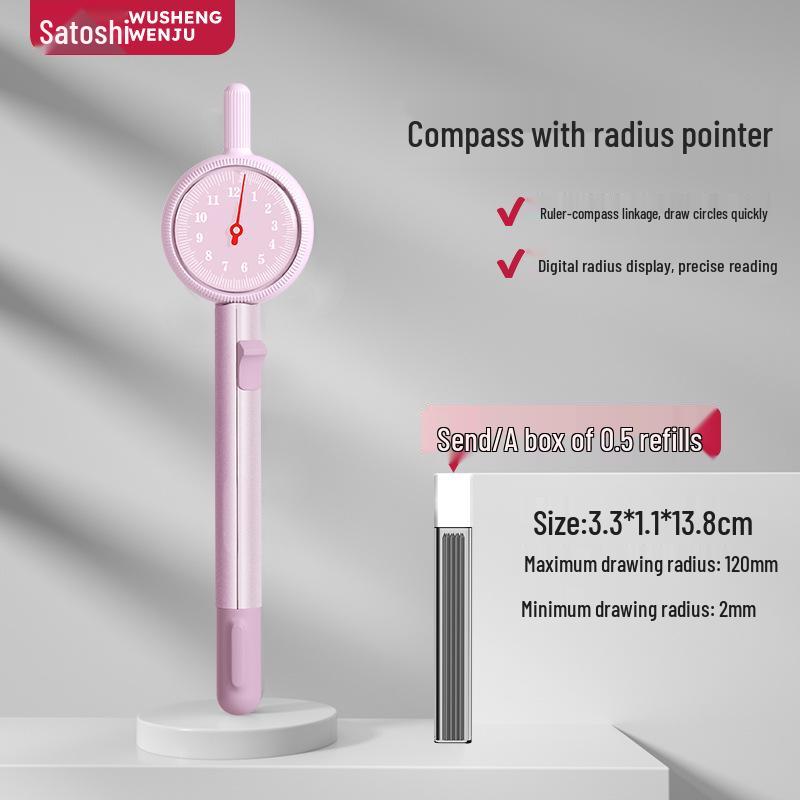 Professional Drawing Set: Black Metal Compass with Replacement Lead and Ruler for Creative Circles and Student Exams.