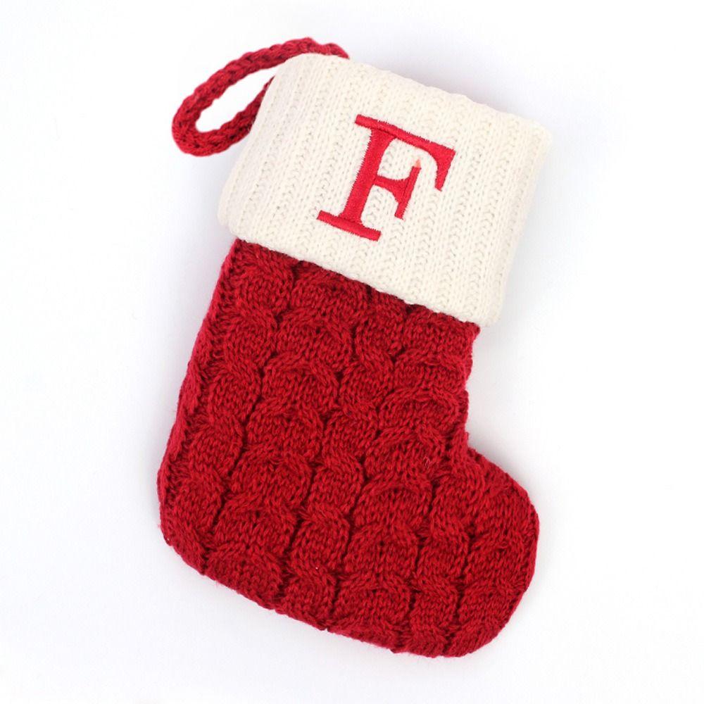 With Red Letter Knitting Stockings Yarn Hanging Ornament Christmas Socks  Xmas
