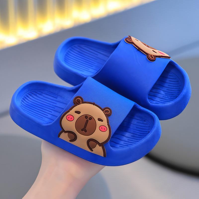 Boys' Summer Cartoon Non-Slip Bathroom Slippers - Soft and Thick Sole for Kids