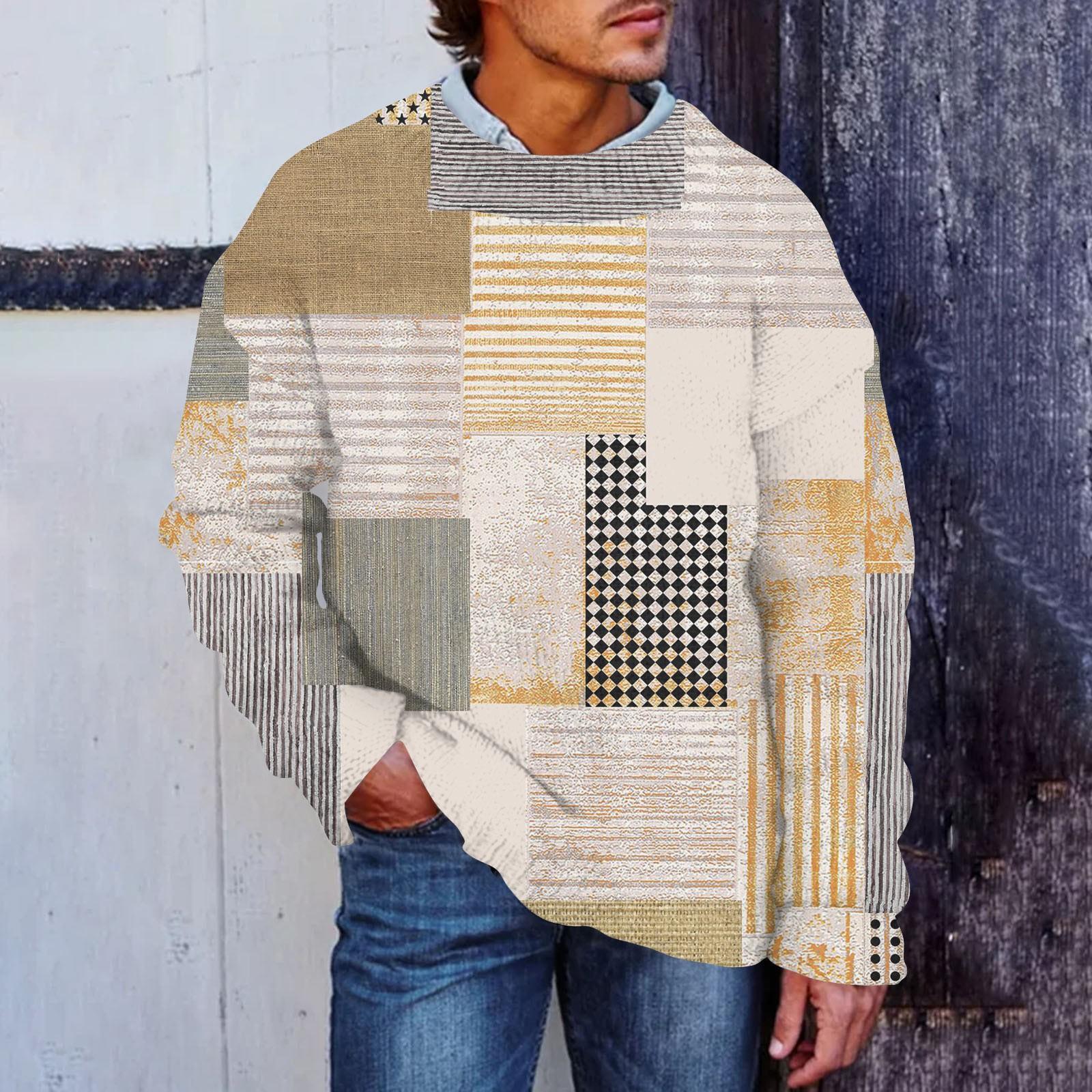 

Мужской принтованный синтетический свитер с круглым вырезом, спортивная одежда, свободный топ с длинными рукавами XL хаки