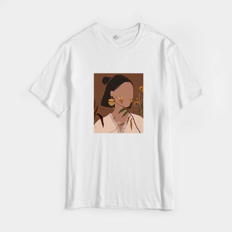 Camisetas Estéticas Estampadas de Manga Corta Hirsionsan para Mujer 2021 Verano Moda Chic Camisetas Holgadas Gráficas Góticas Tops Casuales Femeninos