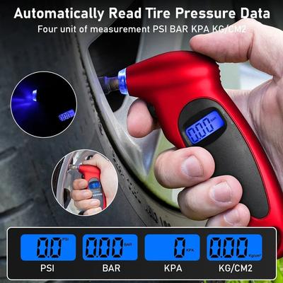Podsvícení tlakoměru v pneumatikách Vysoce přesné digitální monitorování tlaku v pneumatikách Diagnostický nástroj mini motocyklových pneumatik