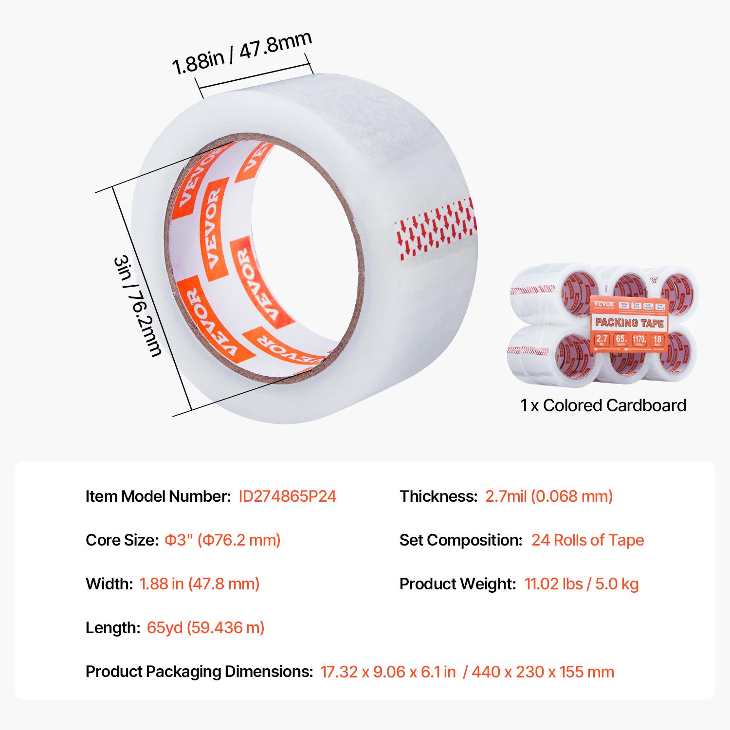 

SucceBuy 18/24/36 рулонов прозрачной ленты 4,8 см Высокоадгезивная прозрачная клейкая лента для запечатывания коробок, упаковывания, монтажа, фиксации