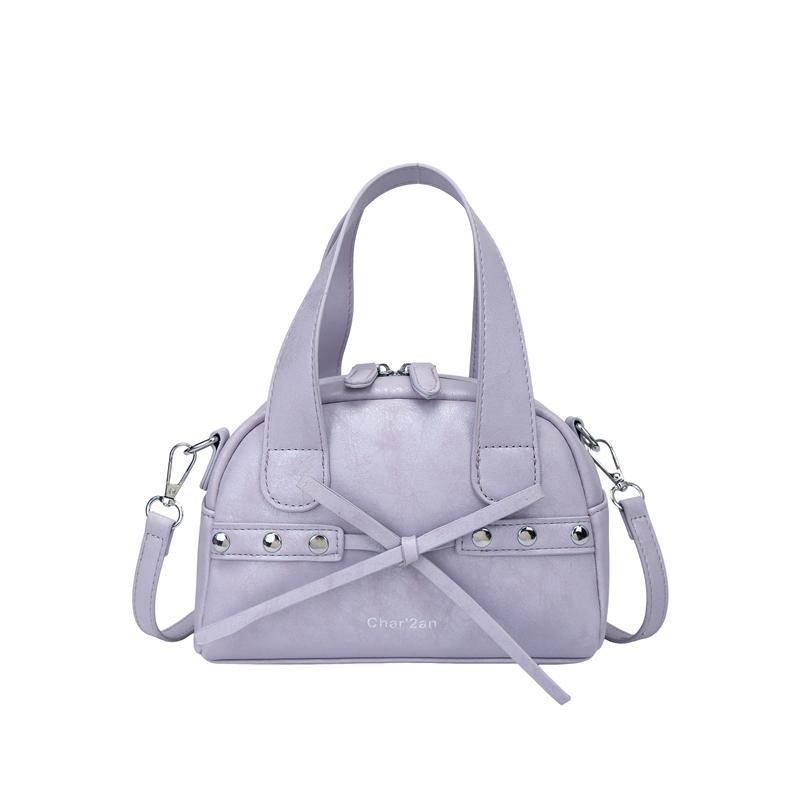 

New Trendy Y2K Lavender Cute Handbag for Women Work Small Boston Crossbody Purse Korean Purple Female Girls Shoulder Bag