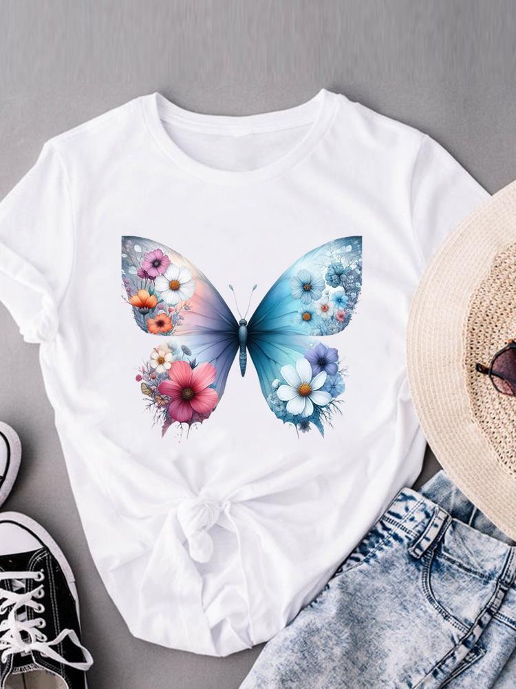 (Asian Size) trend plant cute T-shirts O-neck Casual Clothing Fashion Female Women's Top Short Sleeve T shirt Printed Graphic Tee