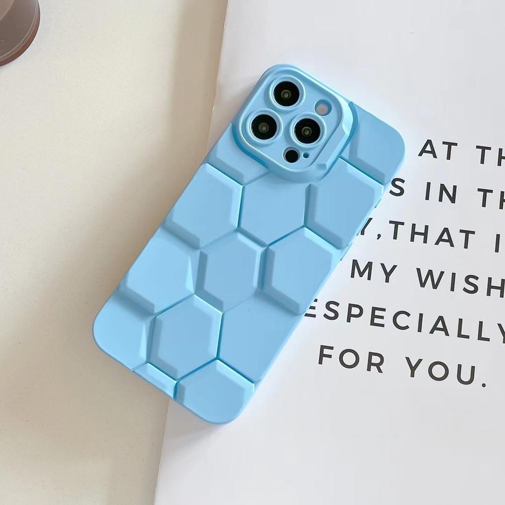 Three-dimensional Football Pattern Suitable for Ip16pm Phone Case, Liquid Skin Feel Spray Oil Apple 15pm Diamond-shaped Full Cover Protective Case