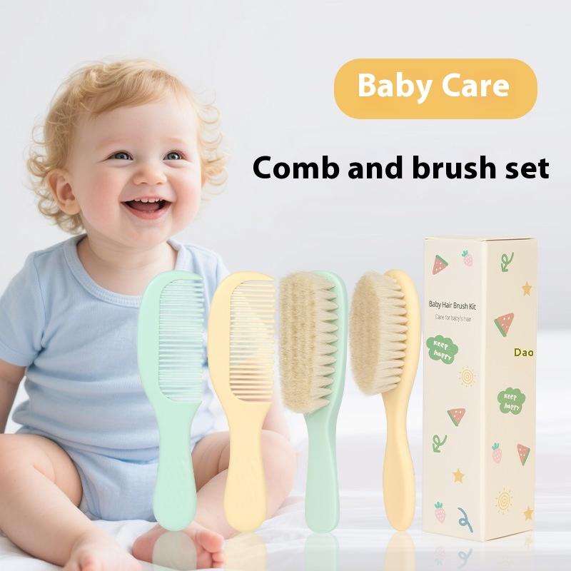 Sada kartáče a hřebenu na měkké vlasy z vlny Nejjemnější štětiny Kartáč na dětské vlasy Kartáč na masáž těla kojence Uklidňující kartáč do vany Cestovní výbava