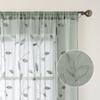 1pc Garden Style Embroidered Leaf Pattern Sheer Curtains, Rod Pocket Polyester Drapes for Bedroom, Living Room, Kitchen - Machine Washable