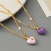 Meier K-stylefashionable Purple Enamel Dripping Glaze Heart Necklace Clavicle Chain Stacked Inssweater Chain