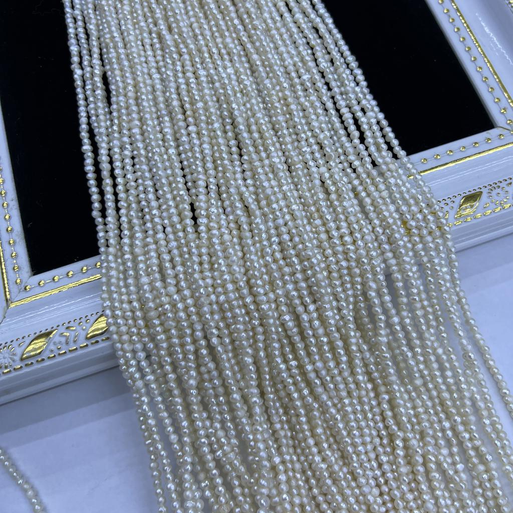 1String, White Natural Freshwater Pearls, Handmade Steamed Bun Pearl Beads for Jewelry Making DIY Crafts (Beads 2-2.5mm, Length 36cm)