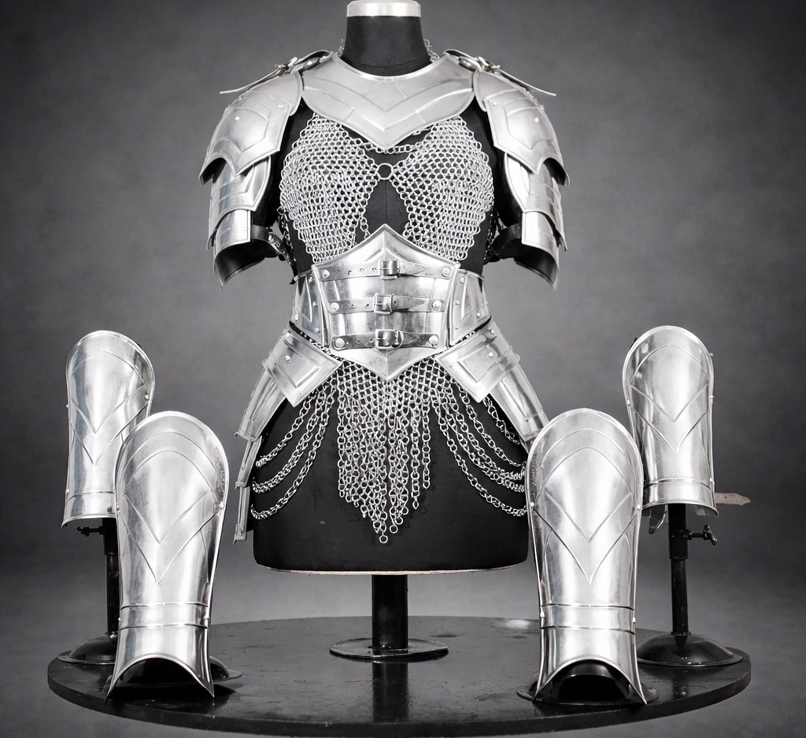 Women s Medieval Knight Armor Set – Steel Cuirass with Chainmail | Female Warrior LARP Costume