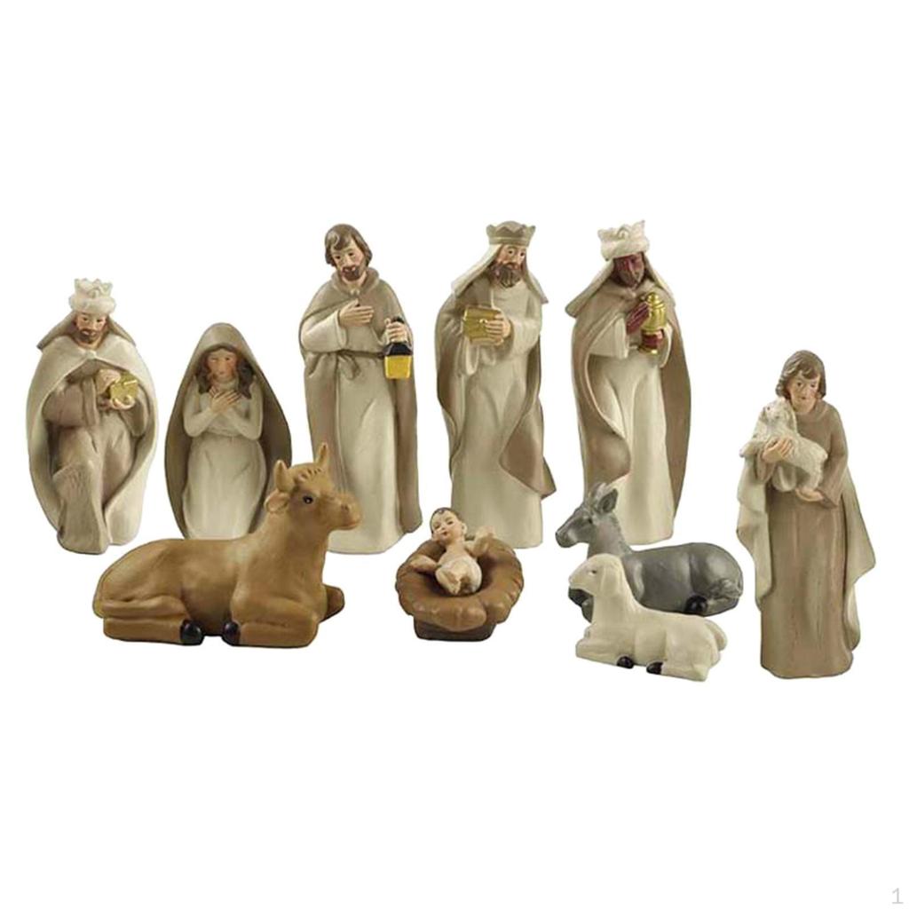 Nativity Set, Includes Holy Family, Three Kings, Sheep, Resin