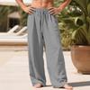 Men's Linen Loose Casual Sports Pants with Pockets and Drawstring - Solid Color Trendy Business Pants